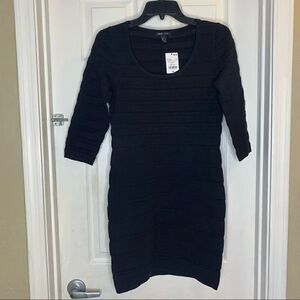 MNG Basics Black Ribbed Bodycon Sweater Dress Size M/8